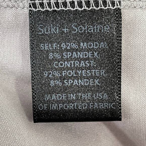 SUKI + SOLAINE Gray Dolman Sleeve V-Neck Sheer Center Oversize Blouse Top S - Picture 7 of 11